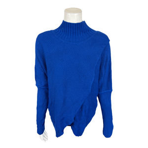 Truth + Style Women's Knit Cross Over Funnel Neck Sweater Cobalt XX-Small Size